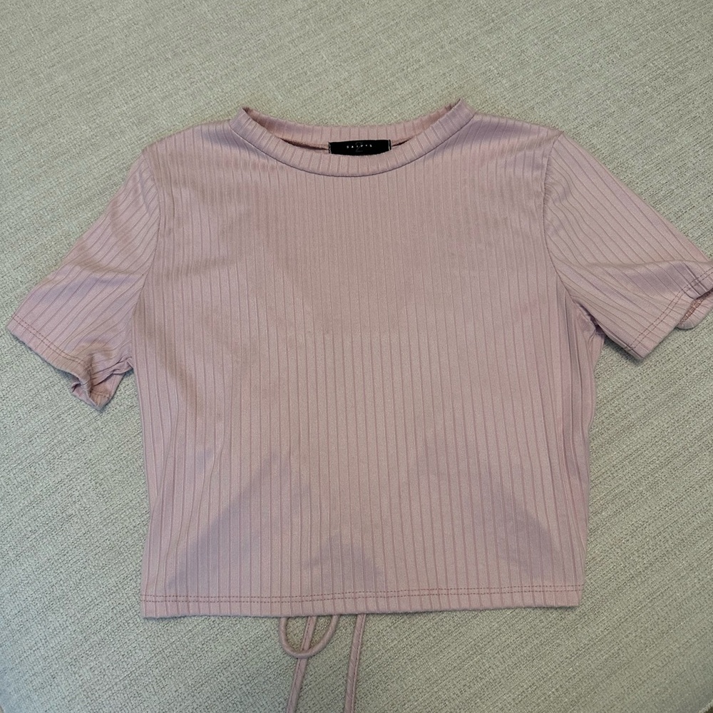 21 Saints Light Pink Ribbed Crop Top